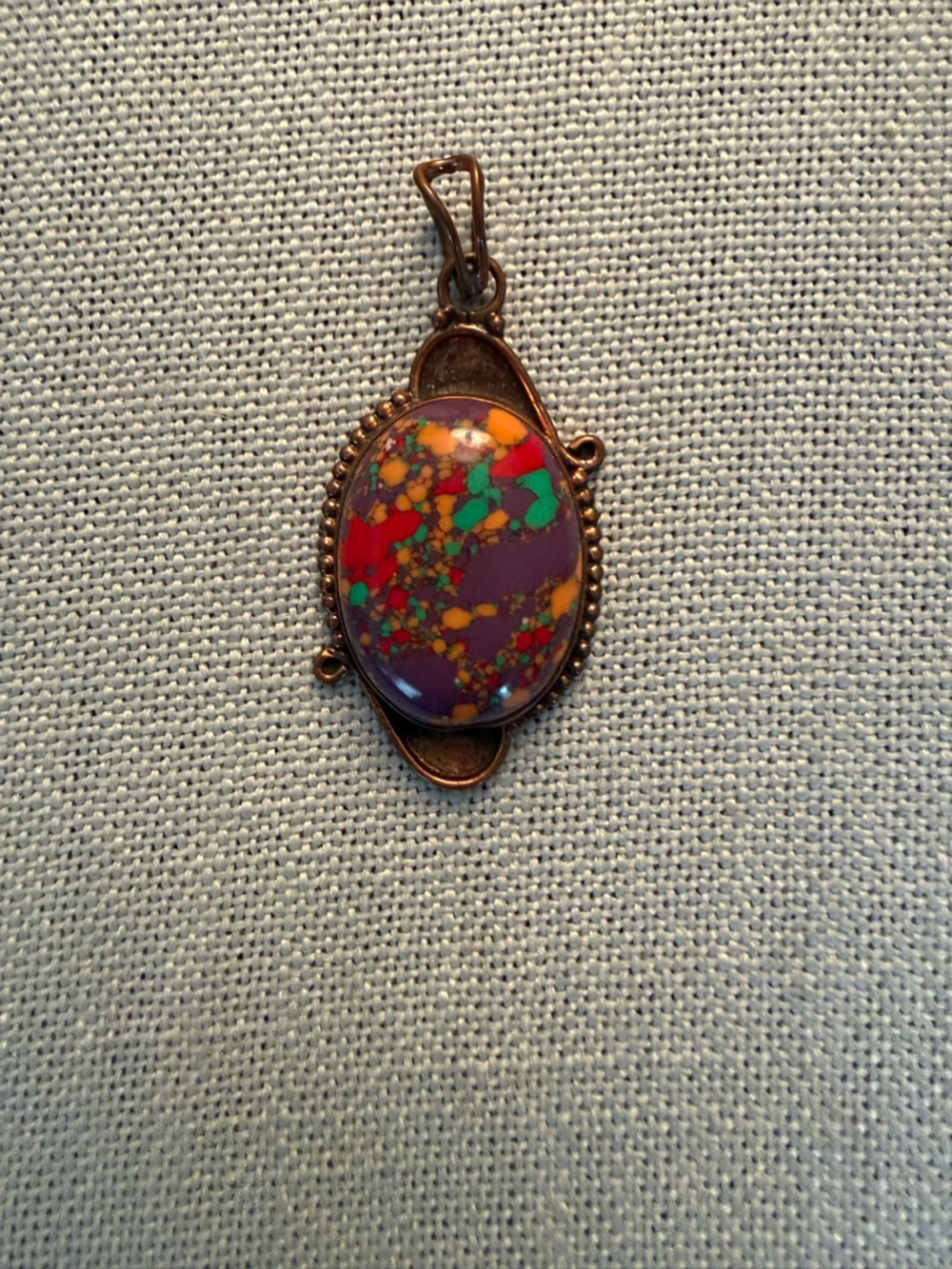 Multicolor Oval Stone Pendant  - Unbranded